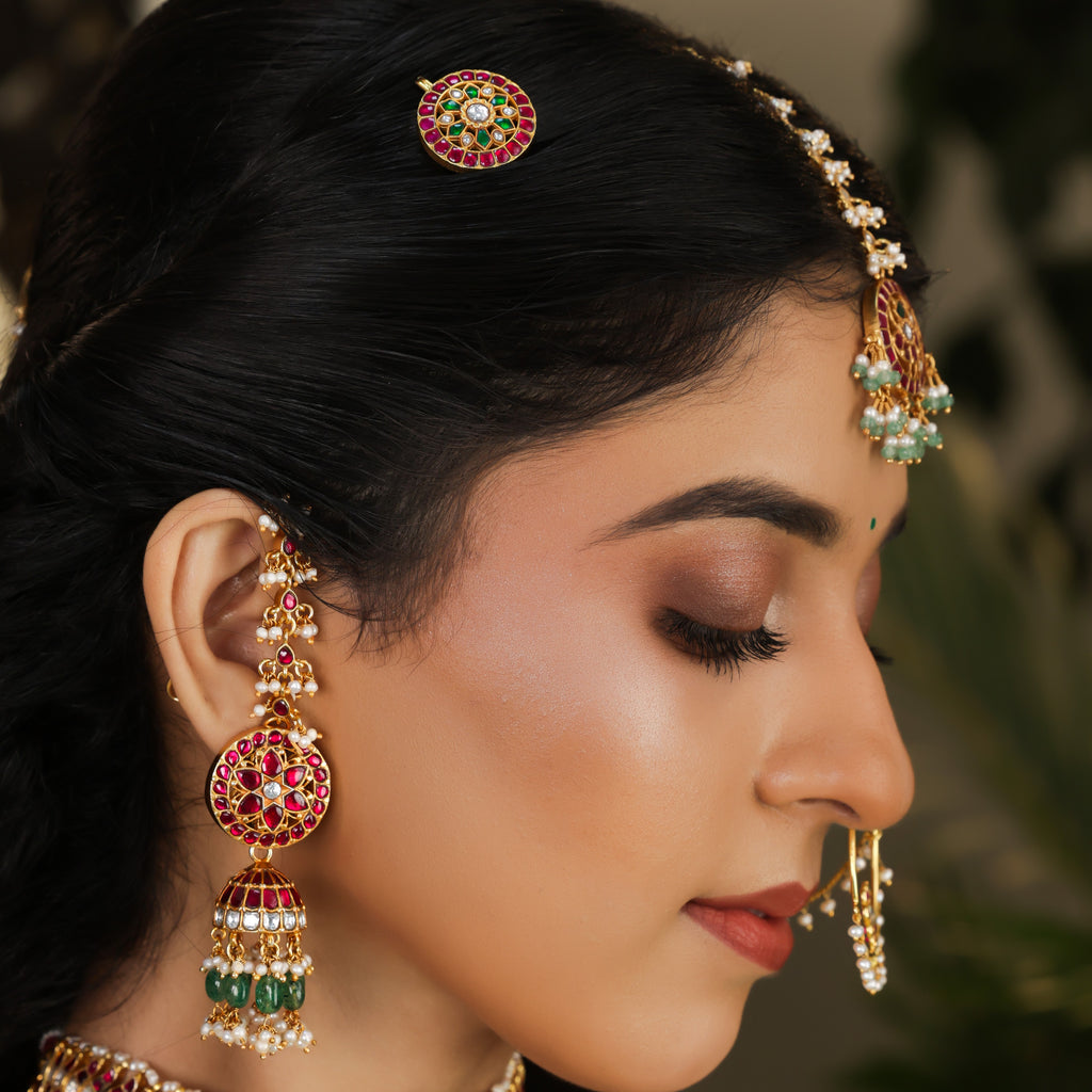 Ruby Kundan Pearl Kaan Chains