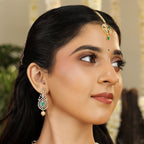 925 Sterling Silver Emerald Pearl CZ Earrings
