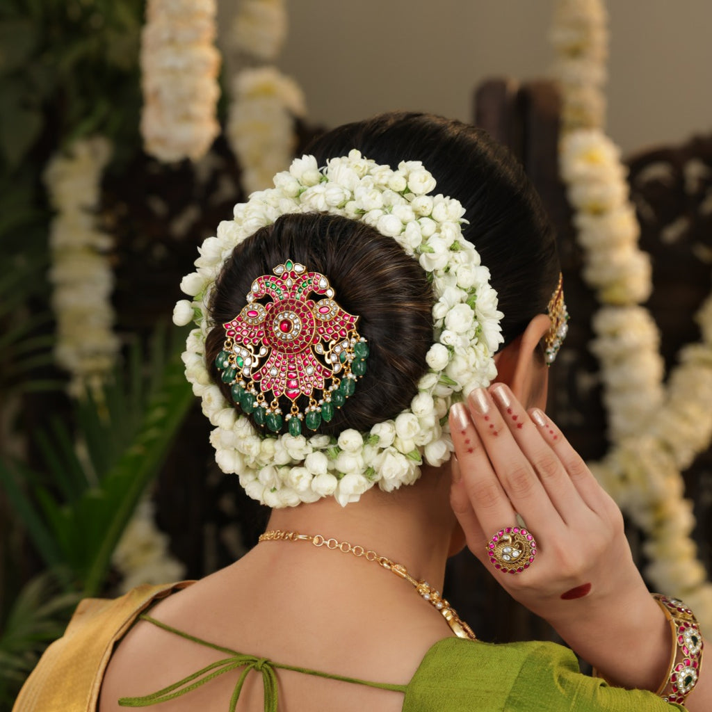 92.5 Silver Royal Kundan Pendant Cum Hair Pin