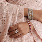 Yellow White Silver CZ Square Bracelet