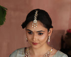 92.5 Sterling Silver Royal Kundan Pearl Maangtikka