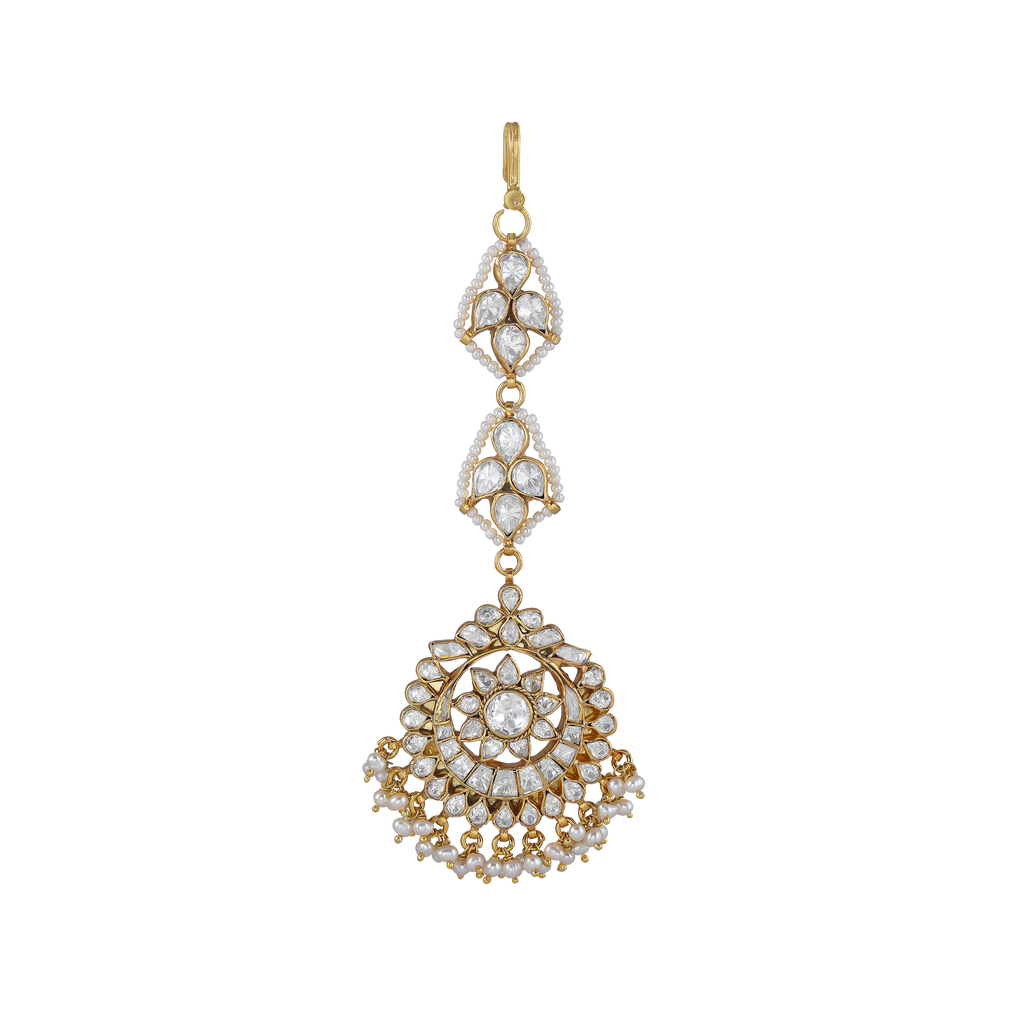 92.5 Silver Polki Pattern Maang Tikka