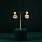 Silver Gold-Plated Polki Pattern Floral Drop Earrings