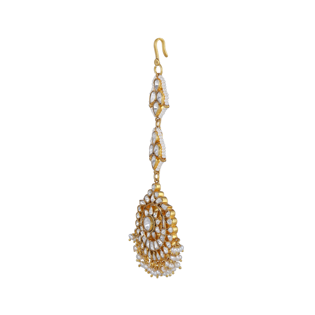 92.5 Silver Polki Pattern Maang Tikka