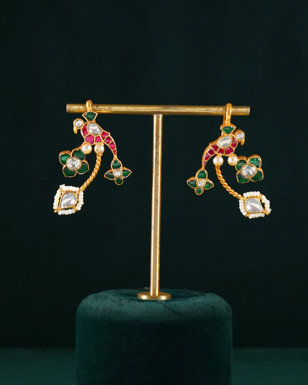 Silver Parrot Bugadis with Kemp Stones & Pearl Accents