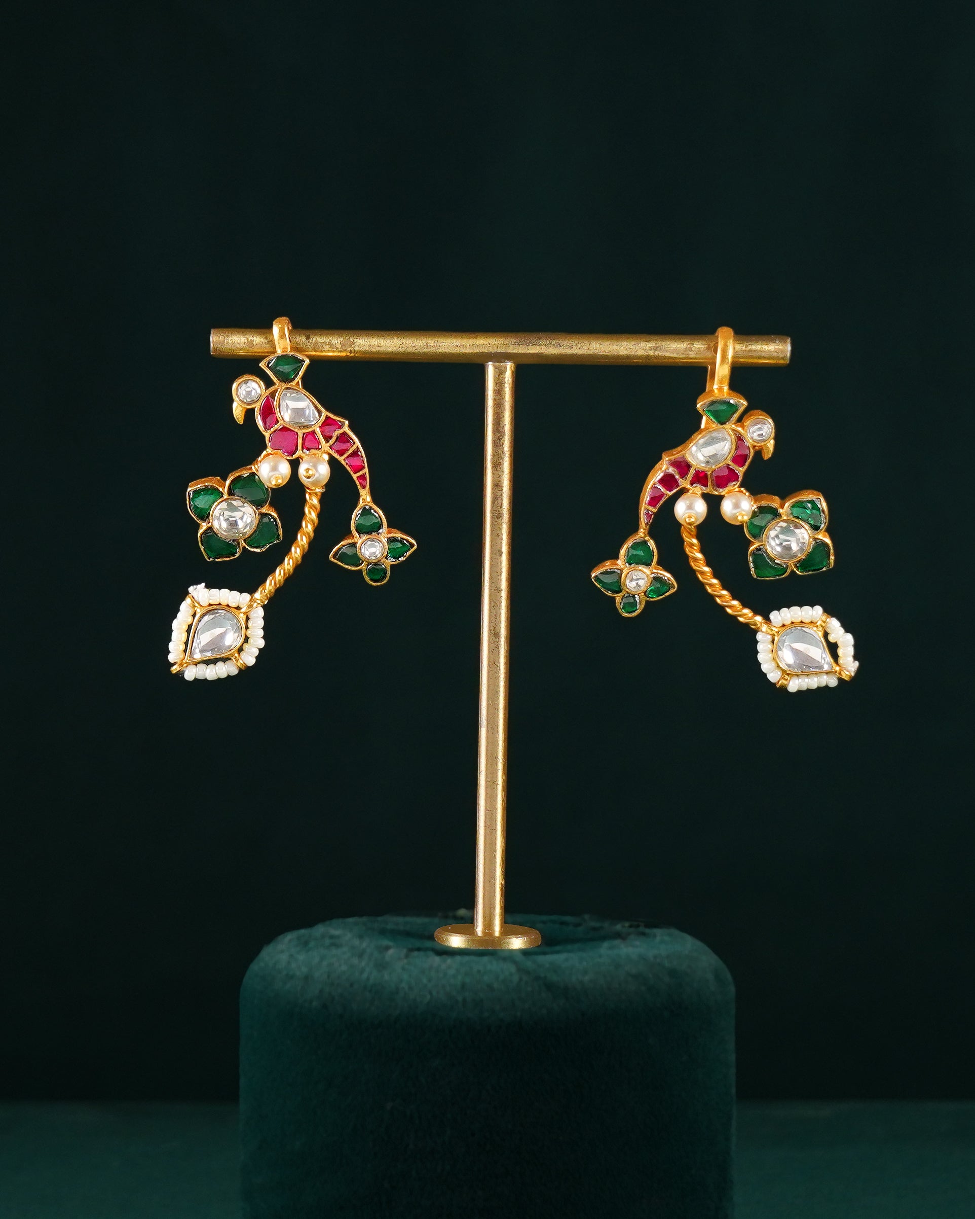 Silver Parrot Bugadis with Kemp Stones & Pearl Accents