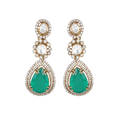 Polki Pattern Silver Floral Drop Earrings in Gold-Plated