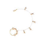 Silver Polki Pattern Nath with Pearl Sahare Chain