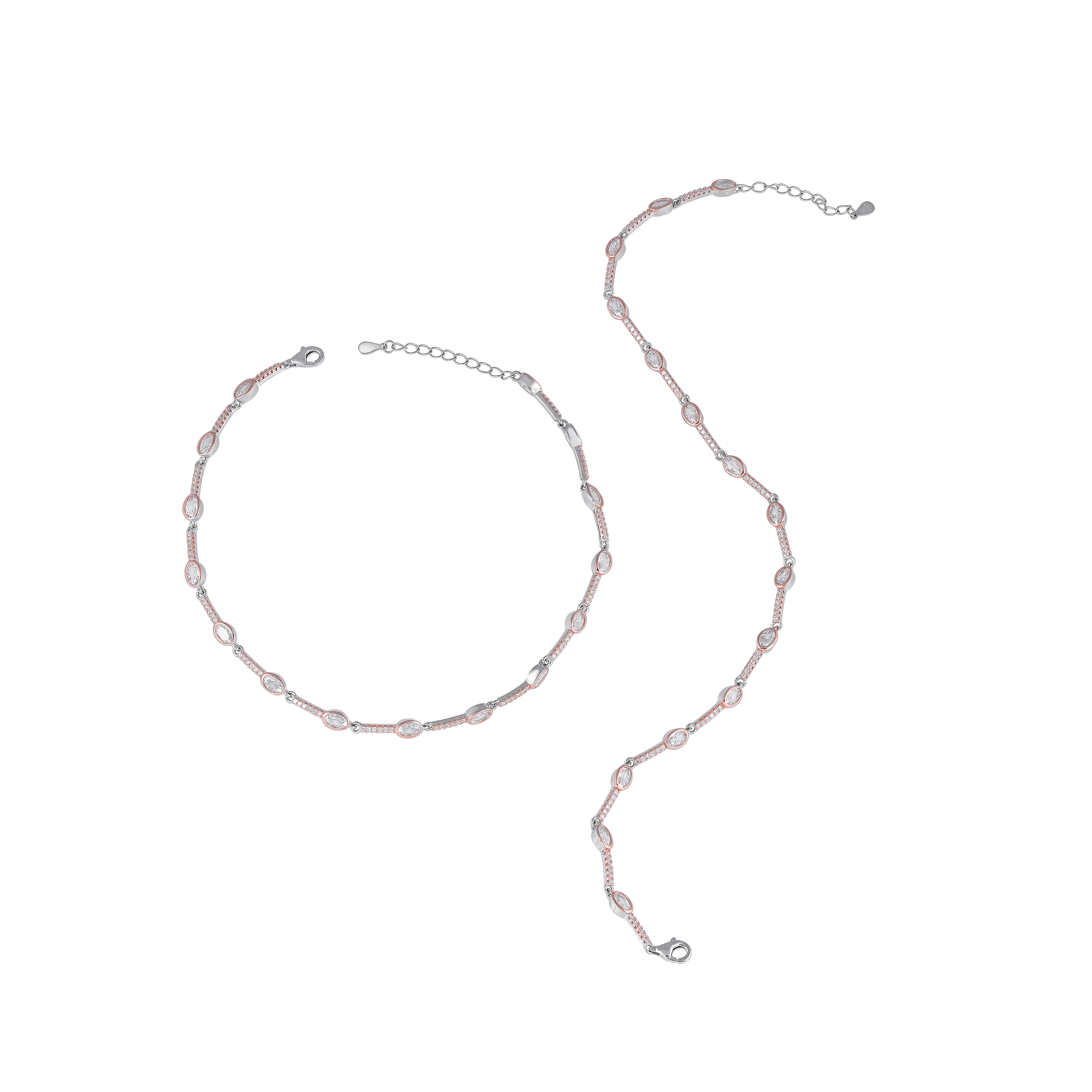 Marquise CZ Bezel Anklet in 92.5 Sterling Silver