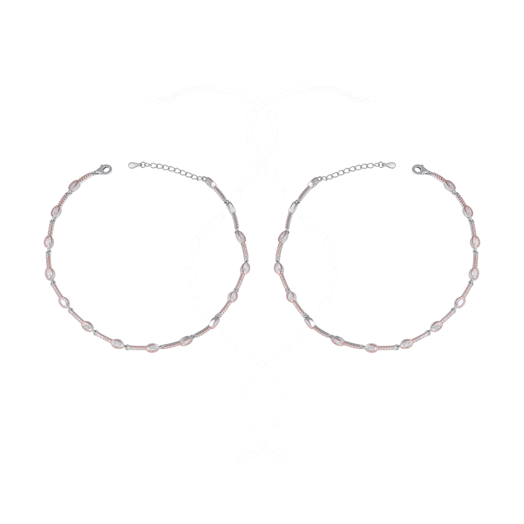 Marquise CZ Bezel Anklet in 92.5 Sterling Silver