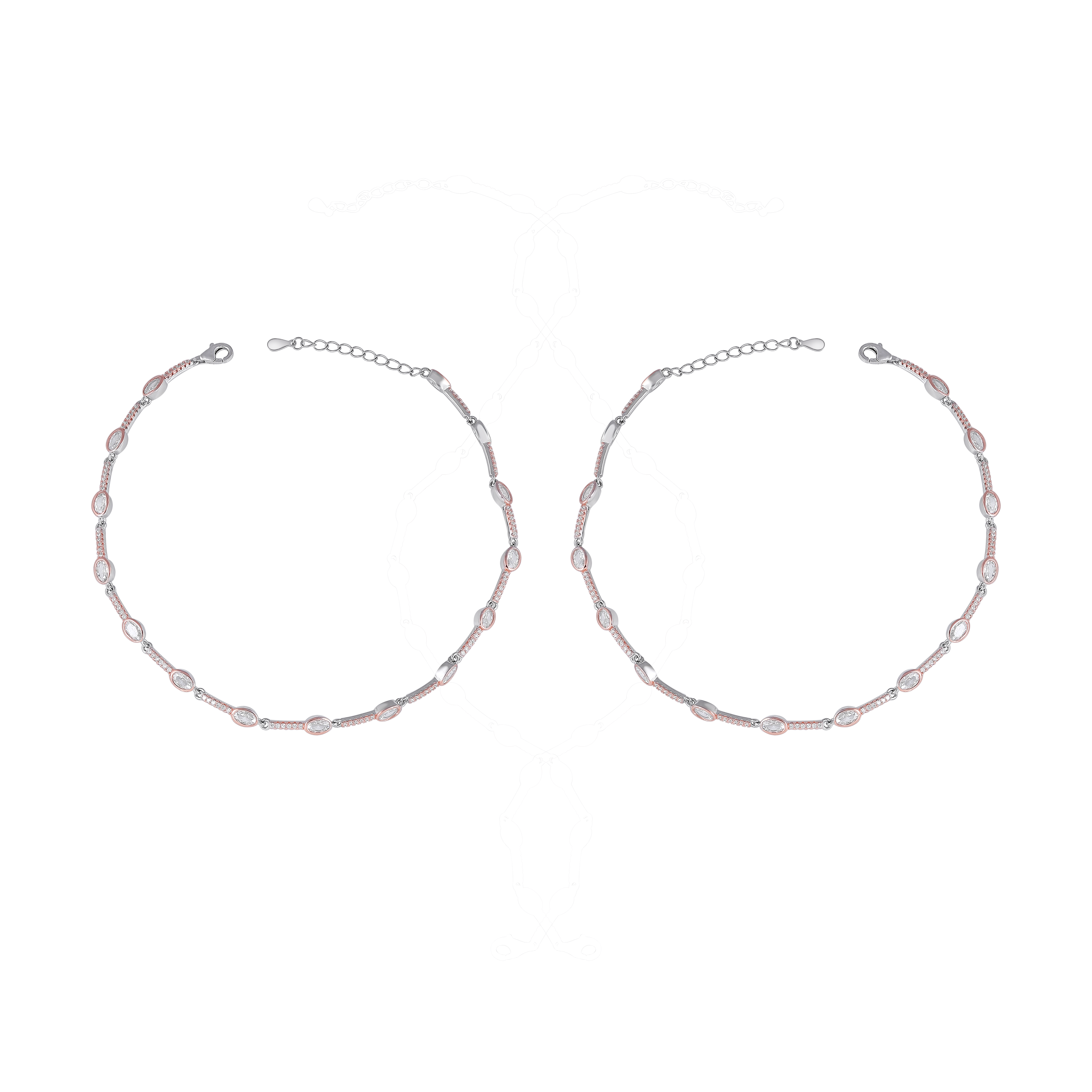 Marquise CZ Bezel Anklet in 92.5 Sterling Silver