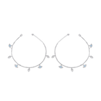 Silver Double Layer Evil Eye & CZ Leaf Anklets