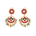 92.5 Silver Gold-Plated Kundan Pattern Chandbali Earrings