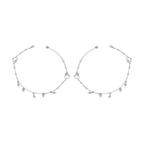 Silver Heart & Thunder Charm Anklet Set