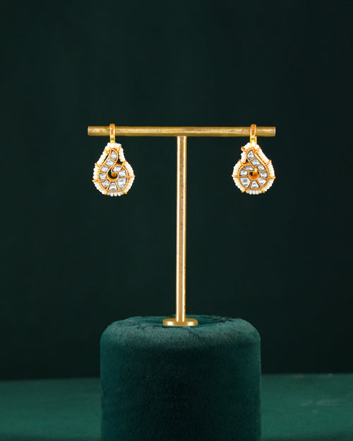 92.5 Silver Polki-Style Drop Earrings