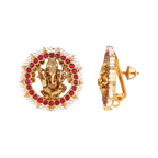 Divine Ganesha Silver Gold-Plated Studs
