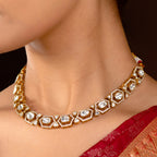 Geometric Polki Pattern Necklace in 92.5 Silver