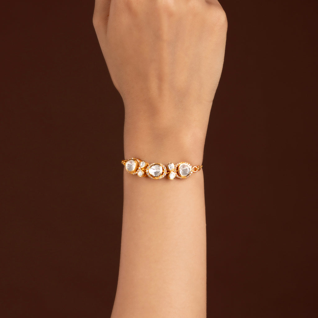 Silver Polki Pattern Slider Bracelet