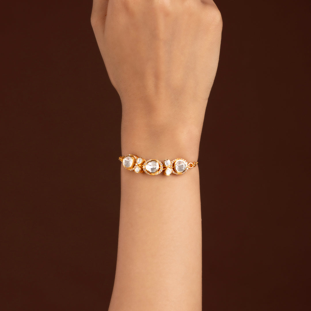 Silver Polki Pattern Slider Bracelet