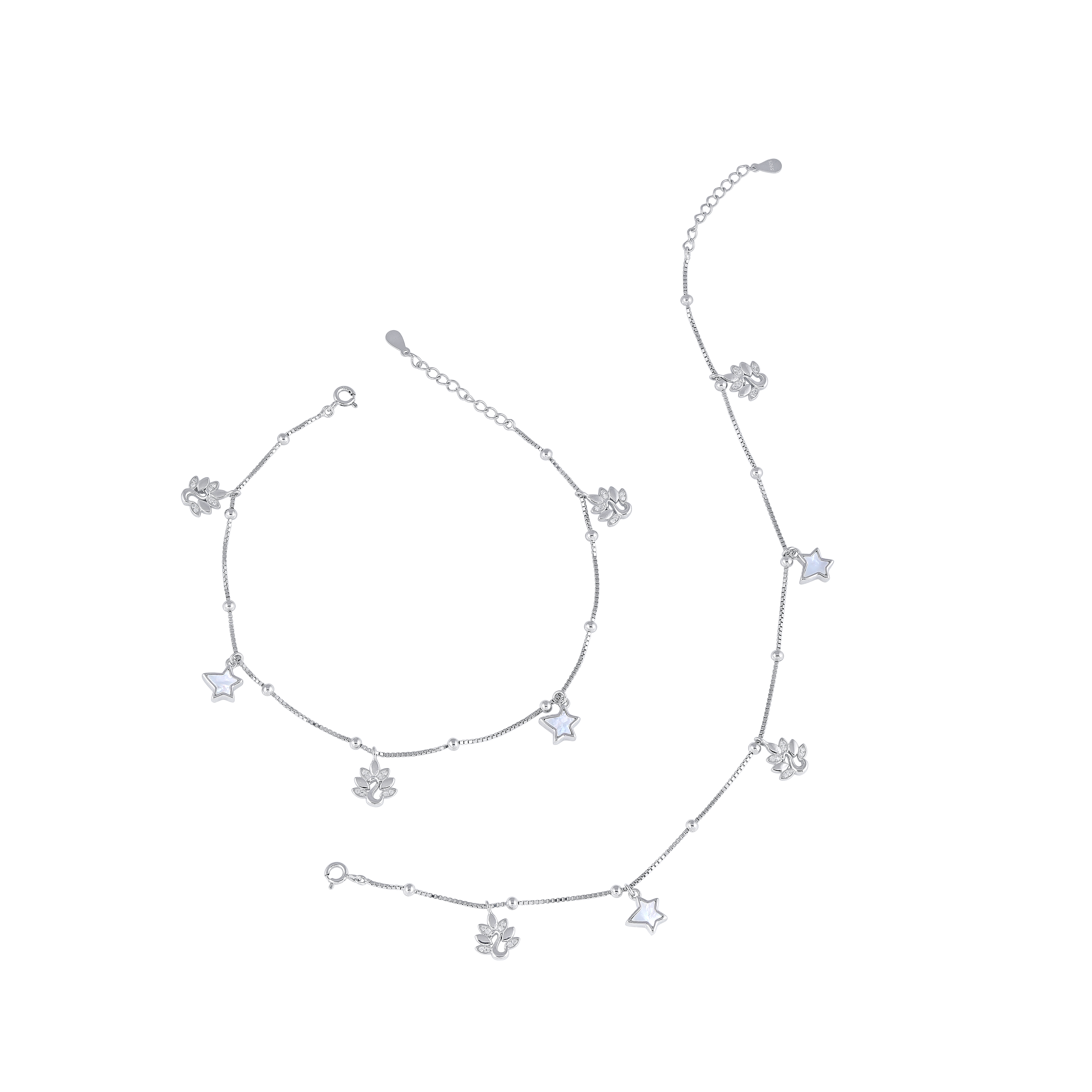 Celestial Bloom 92.5 Silver Charm Anklet