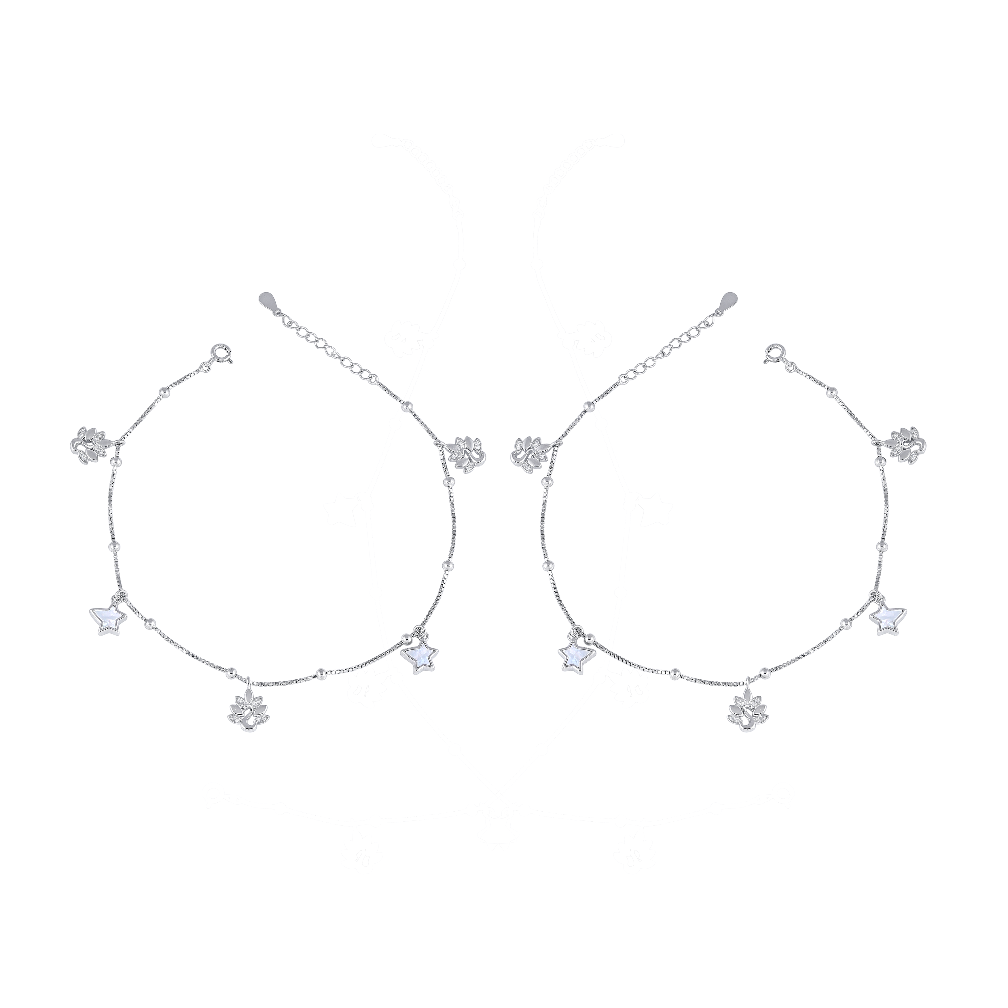Celestial Bloom 92.5 Silver Charm Anklet