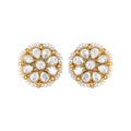Silver Stud Earrings With Polki Pattern