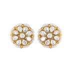 Silver Stud Earrings With Polki Pattern