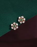 Silver Floral Studs with Gold Polish