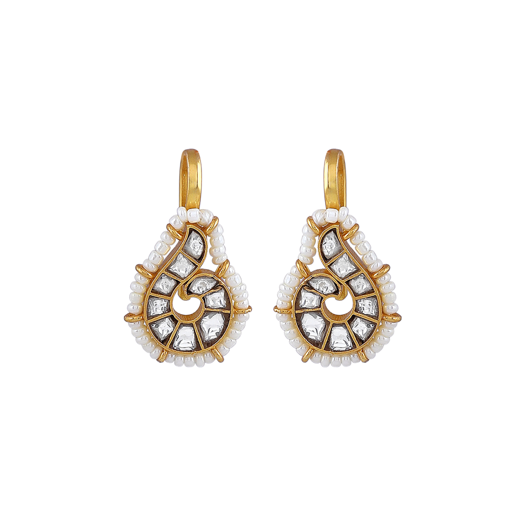 92.5 Silver Polki-Style Drop Earrings