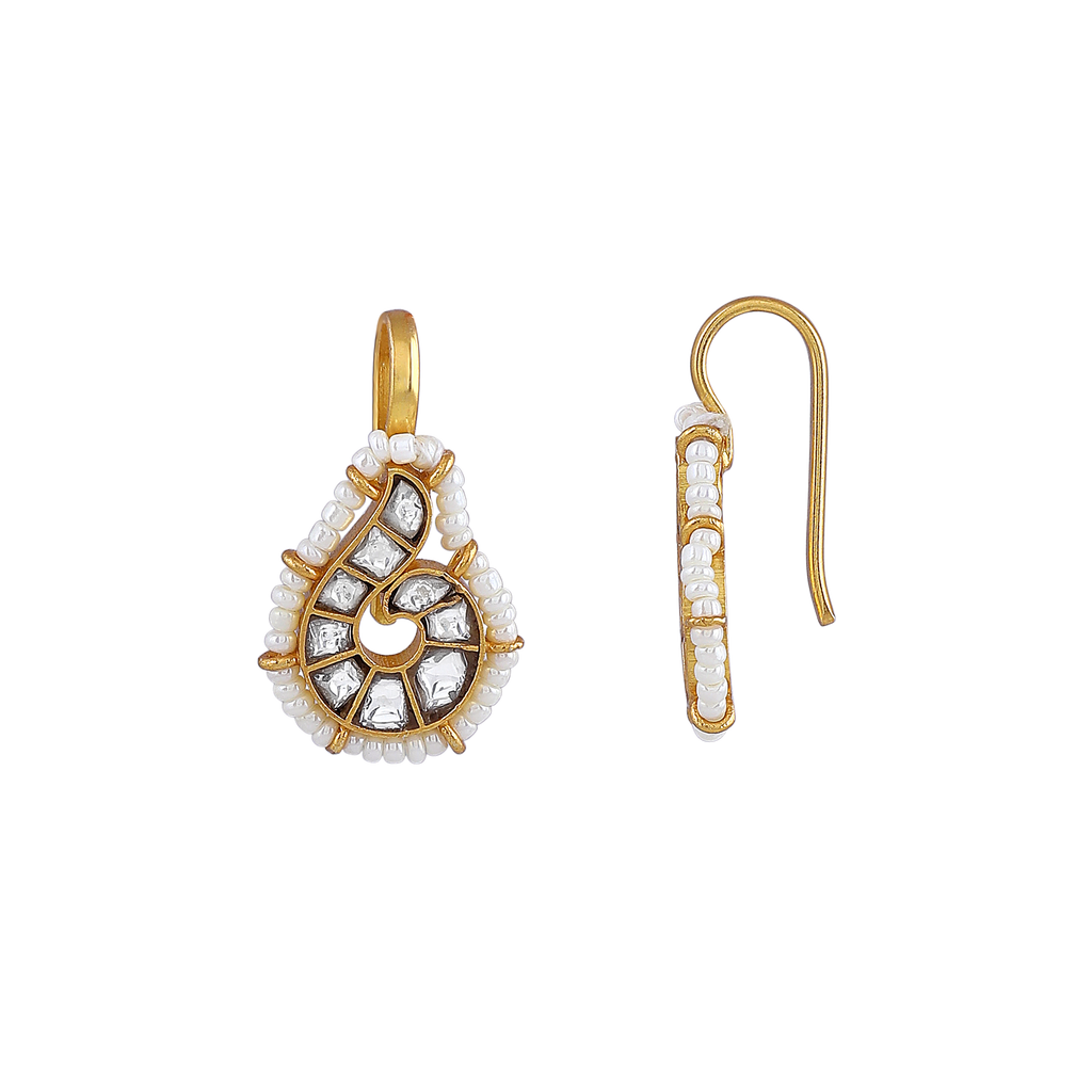92.5 Silver Polki-Style Drop Earrings