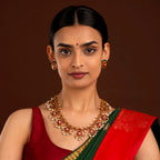Silver Red Stone Floral Haram