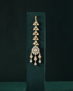 Silver Maang Tikka with Pear-Cut CZ and Seed Pearl Clusters