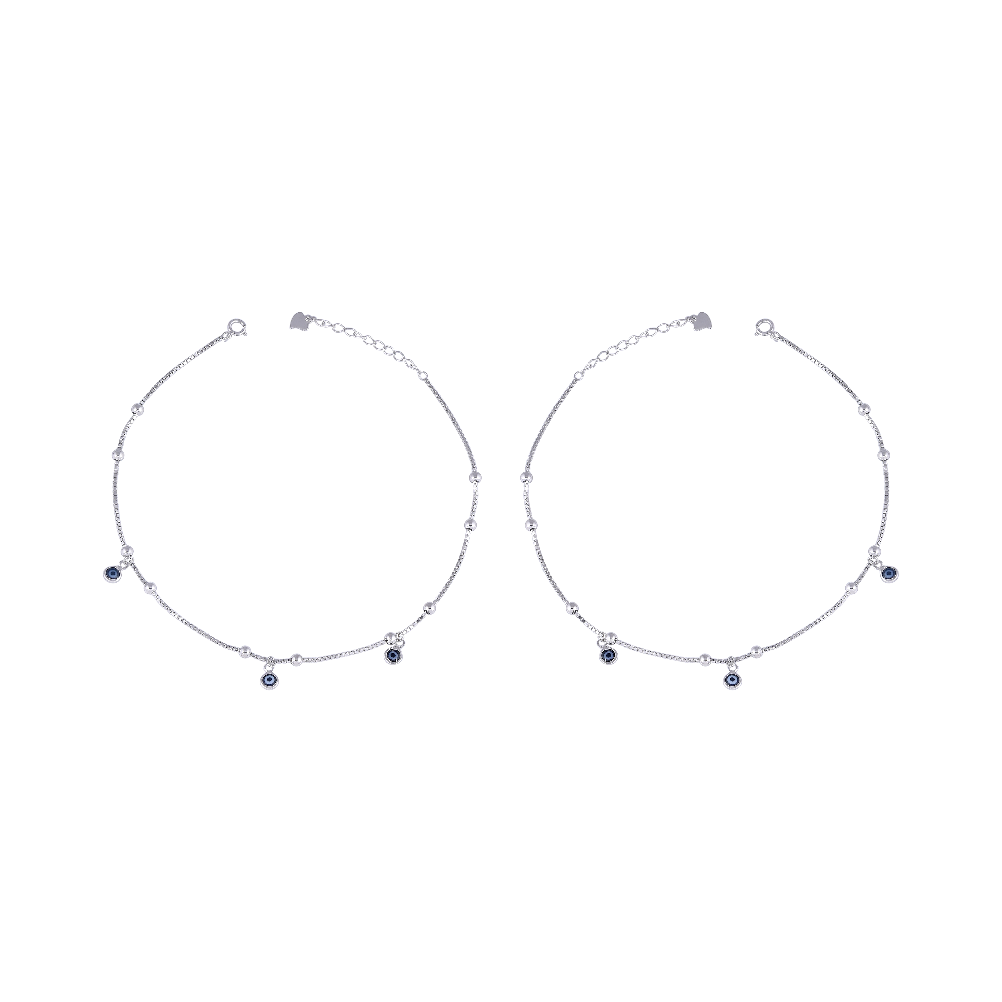 Minimalist Silver Evil Eye Charm Anklets