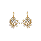 Gilded Leaf Polki Pattern Silver Hanging Earrings