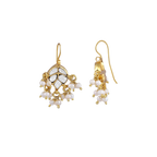 Gilded Leaf Polki Pattern Silver Hanging Earrings