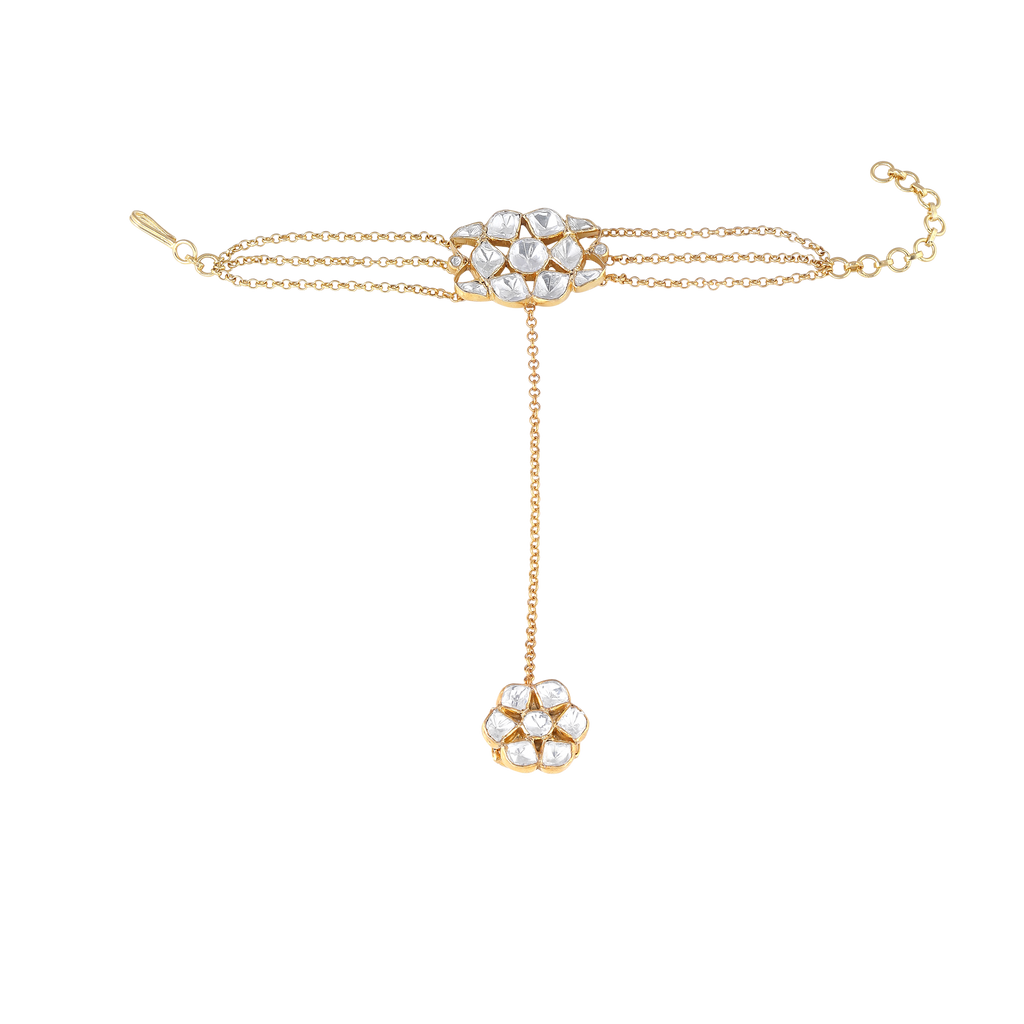 Gold-Plated Silver Polki Haath Phool