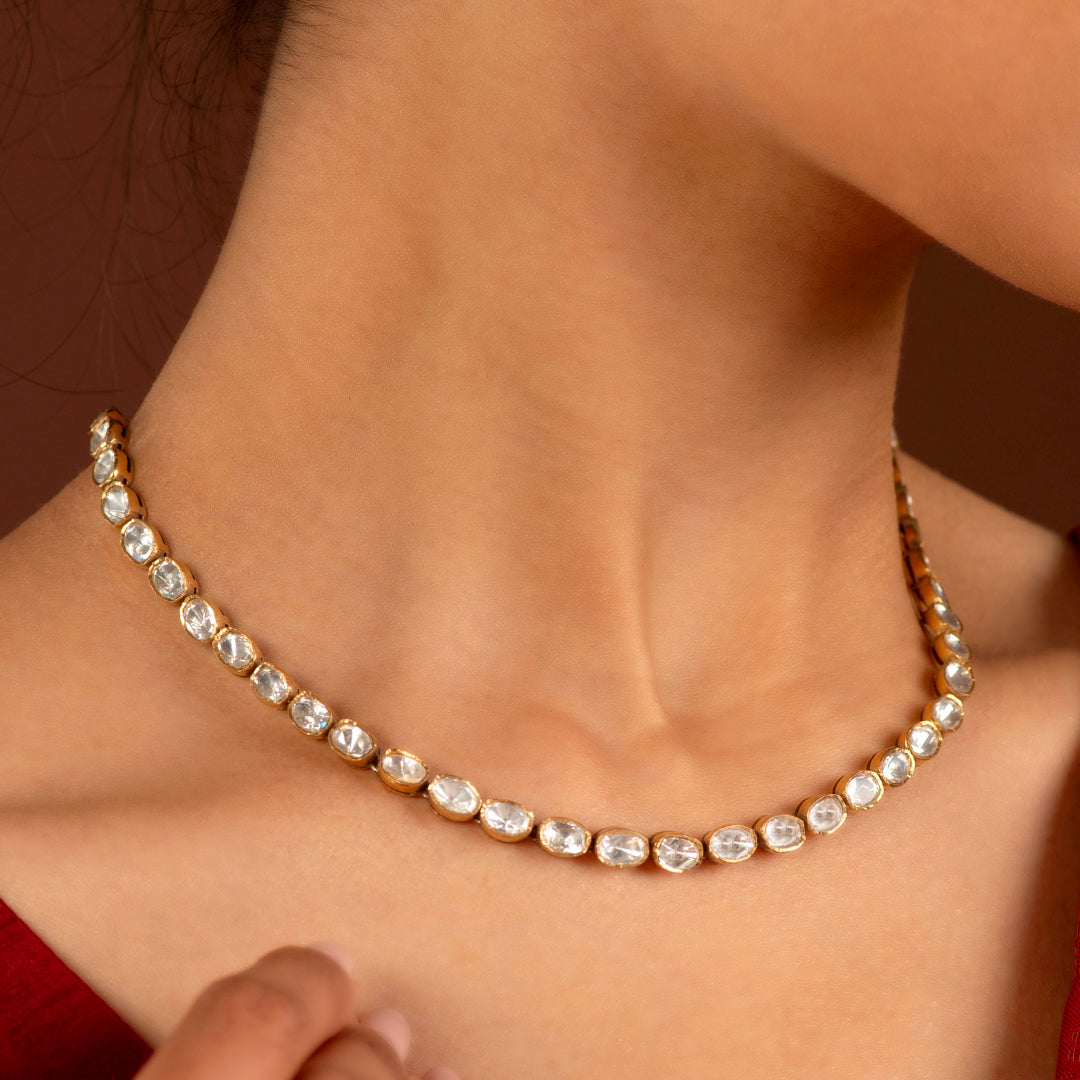 Polki-Style 92.5 Silver Necklace