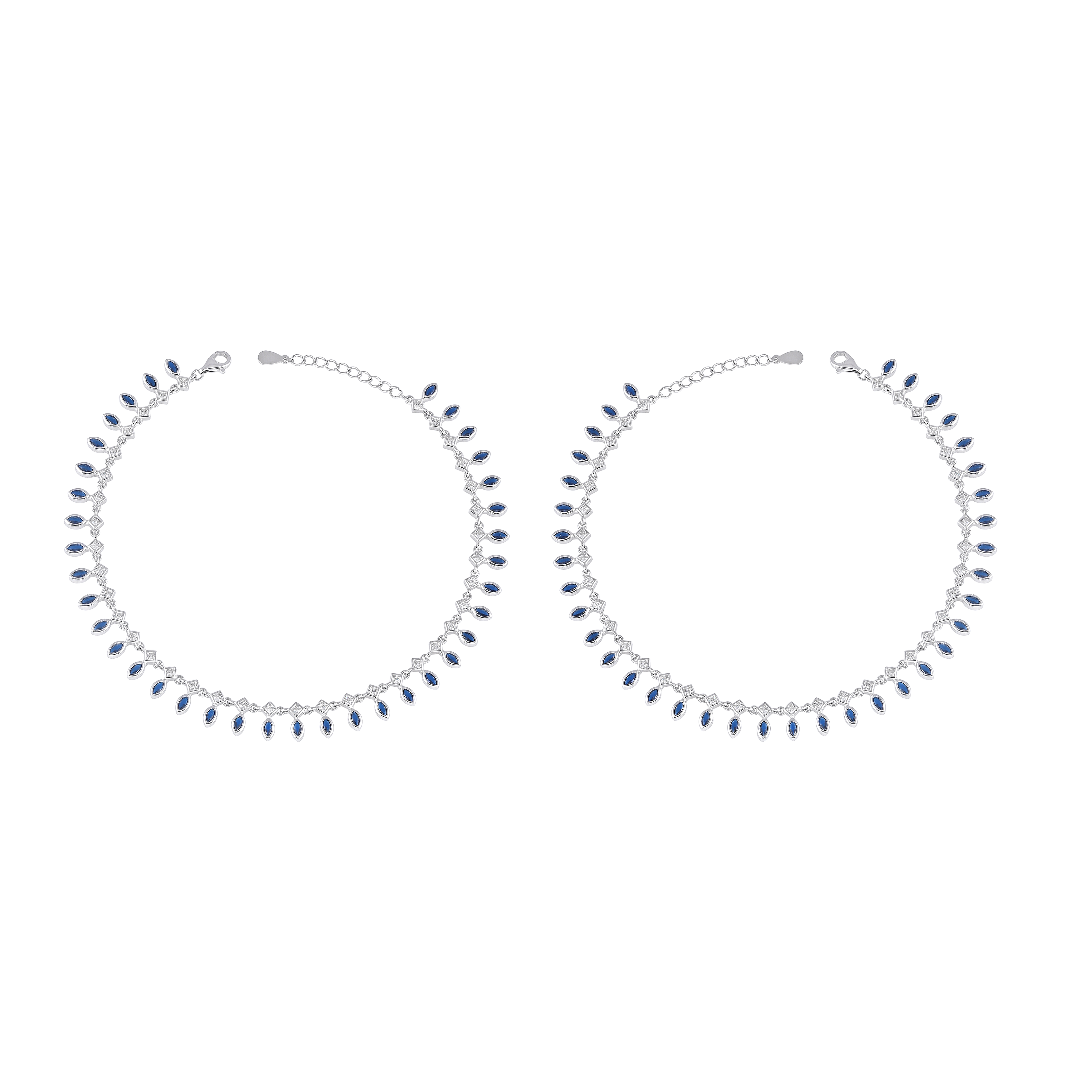 Bloom Blue Stone Silver Anklets