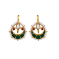 Kundan Pattern Silver Drop Earrings