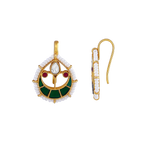 Kundan Pattern Silver Drop Earrings