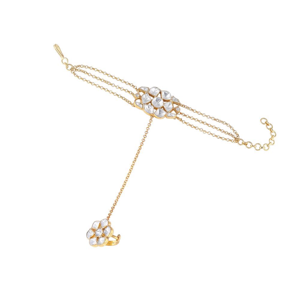 Gold-Plated Silver Polki Haath Phool