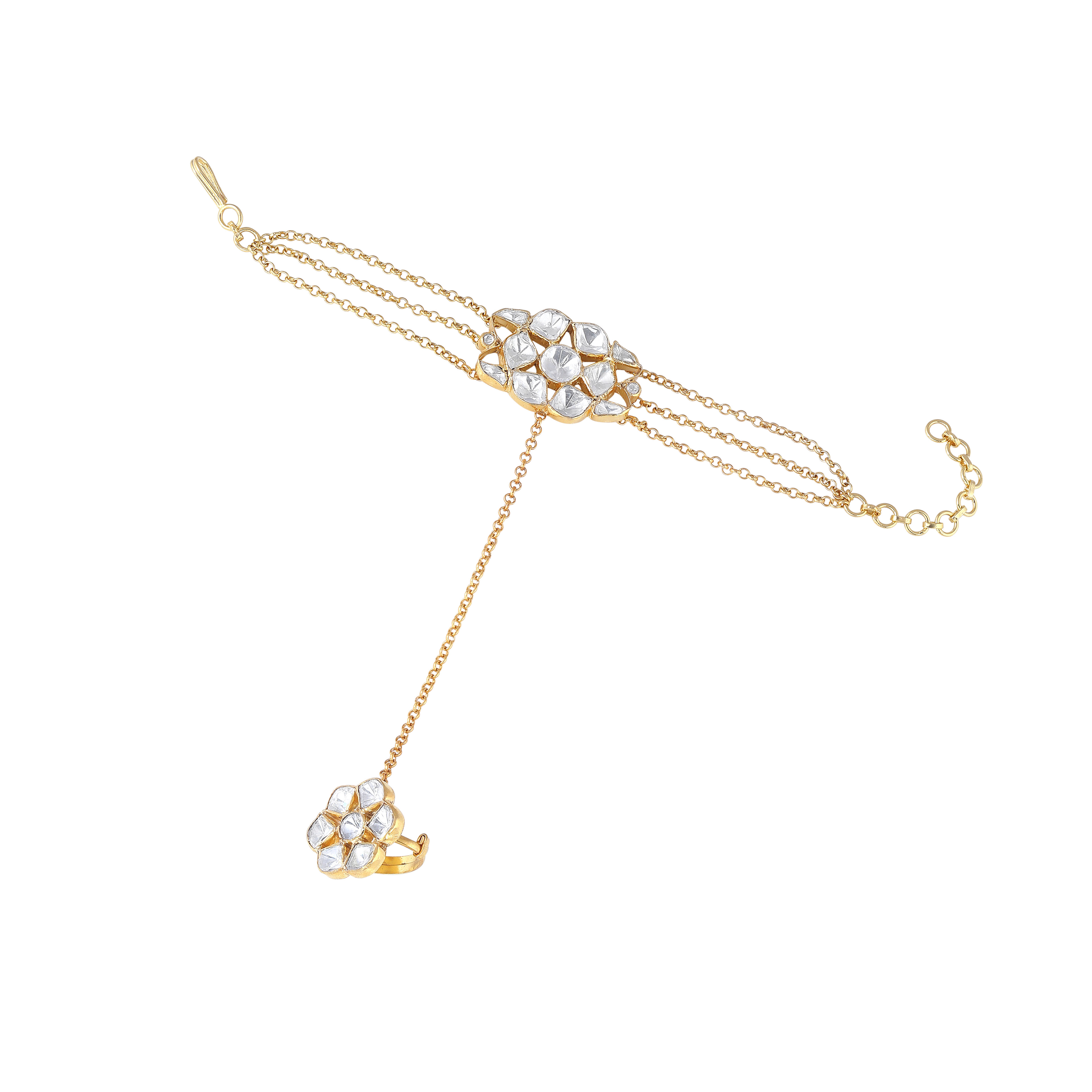 Gold-Plated Silver Polki Haath Phool