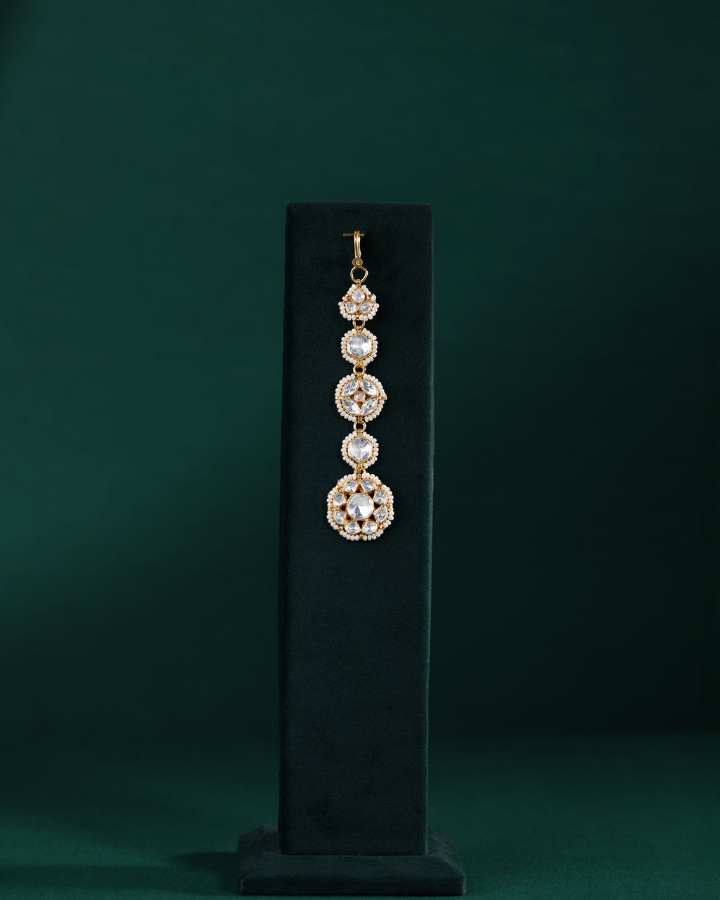 Polki Pattern Maang Tikka in 92.5 Pure Silver