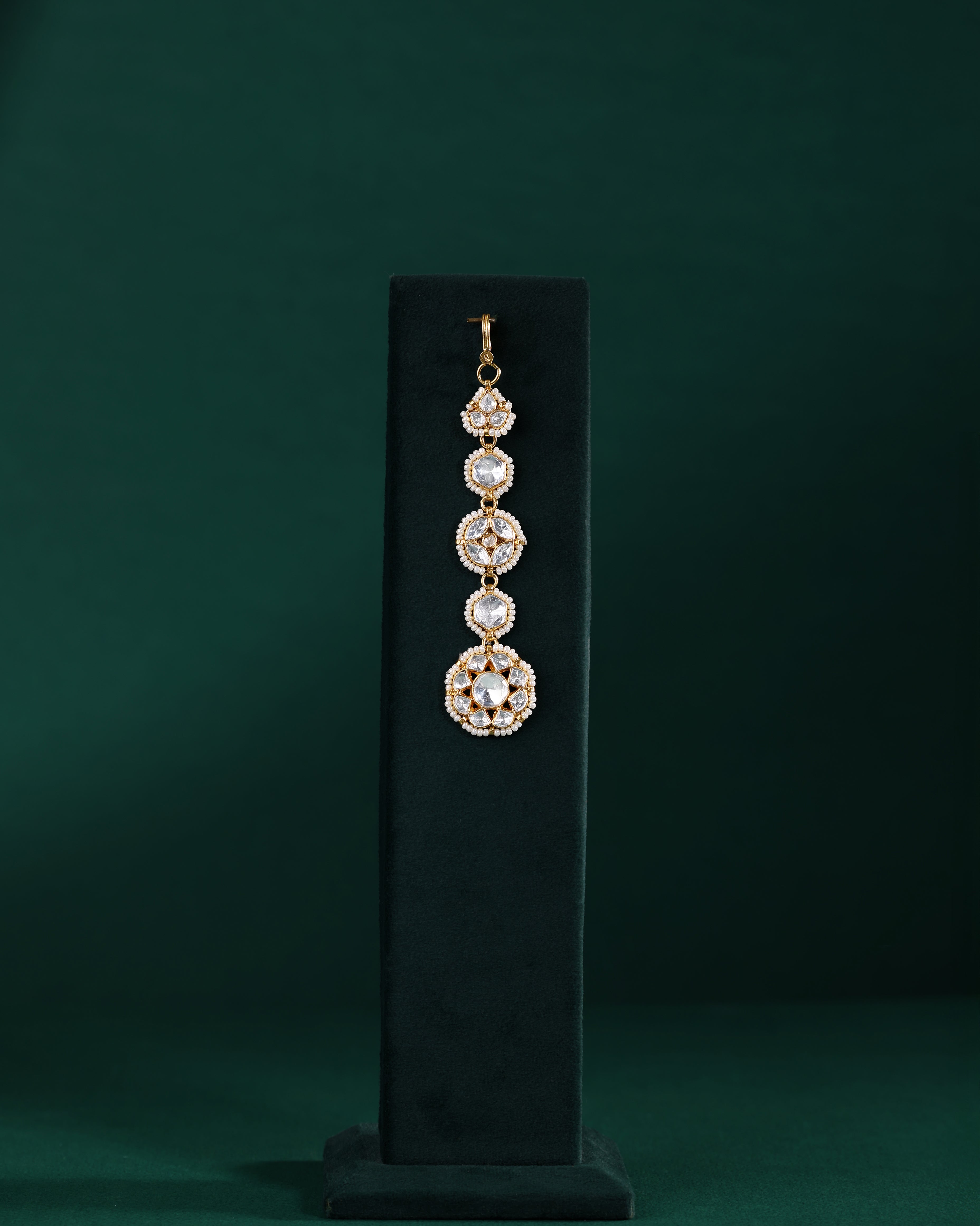 Polki Pattern Maang Tikka in 92.5 Pure Silver