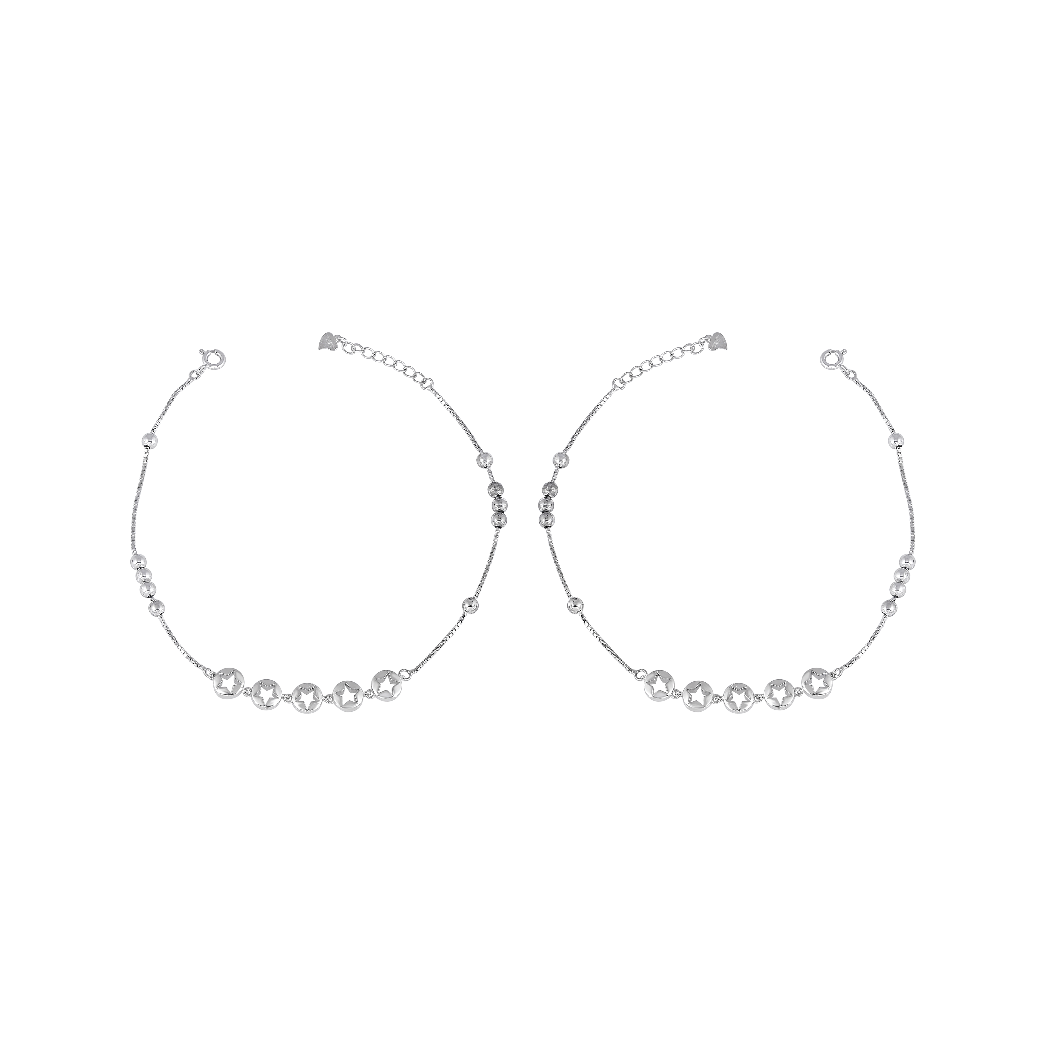 Star Motif 92.5 Sterling Silver Artisan Anklet
