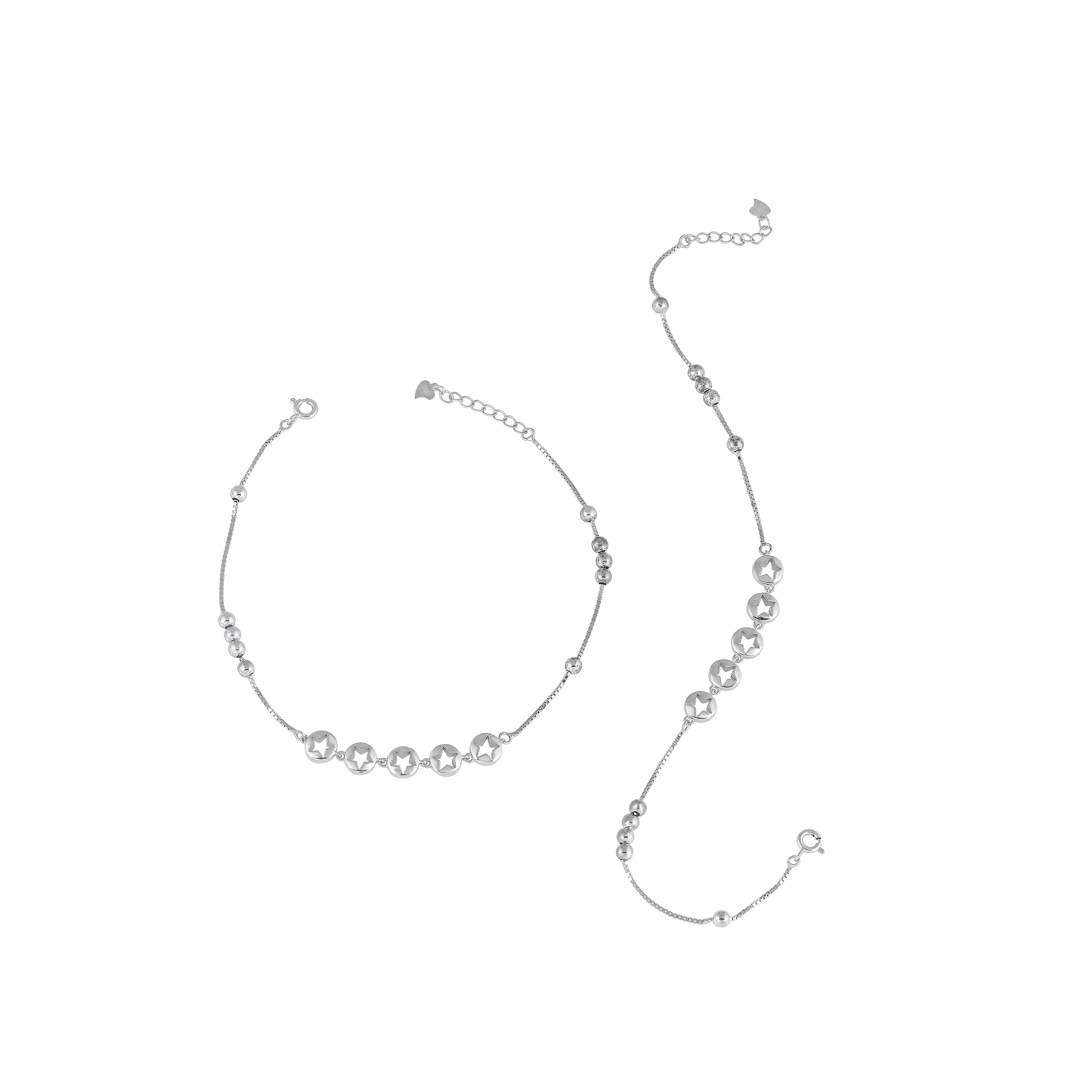 Star Motif 92.5 Sterling Silver Artisan Anklet