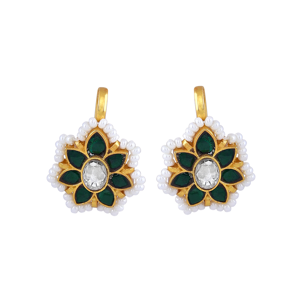 Silver Bugadi With Green Stone