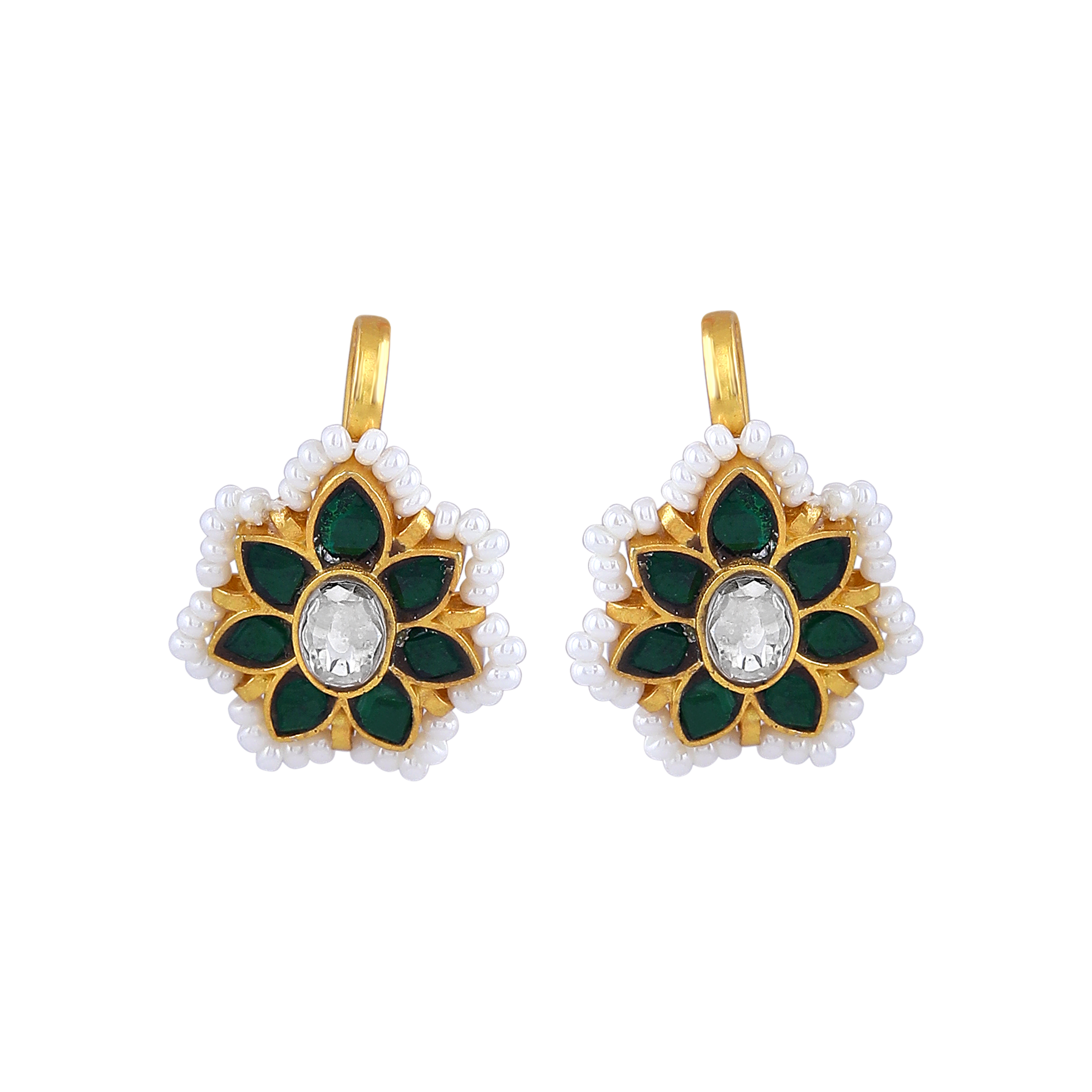 Silver Bugadi With Green Stone