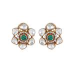 Silver Floral Studs with Gold Polish