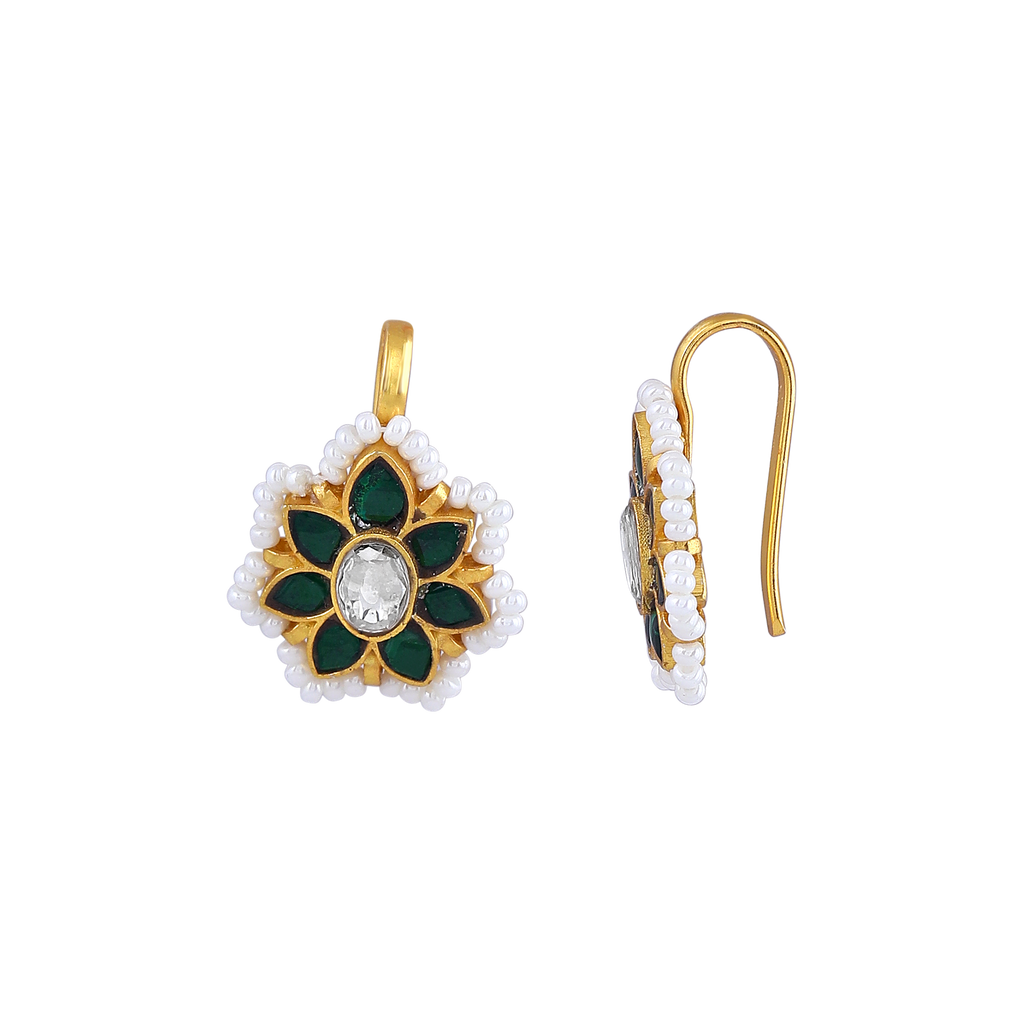 Silver Bugadi With Green Stone